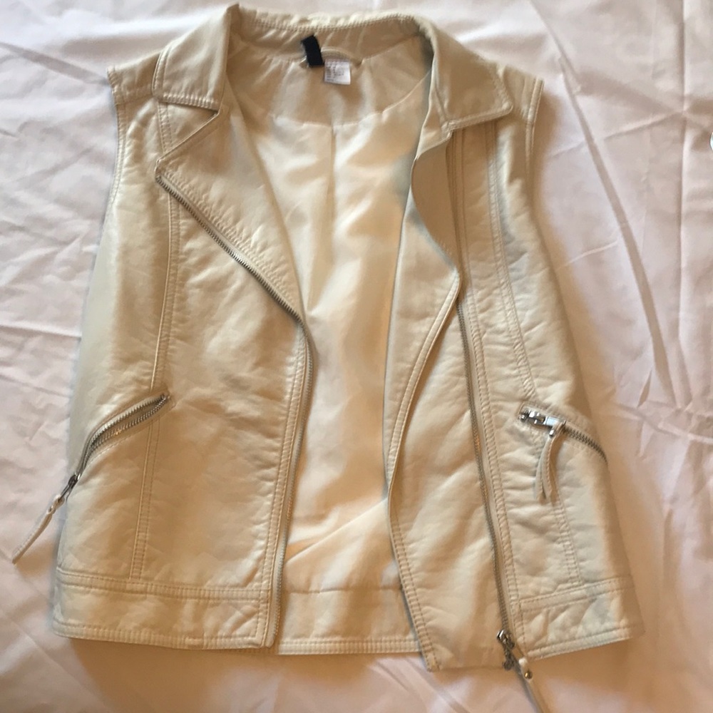 Cream leather vest